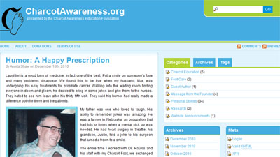 CharcotAwareness.org website screenshot c. 2010