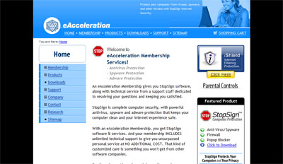 eAcceleration.com website screenshot c. 2010